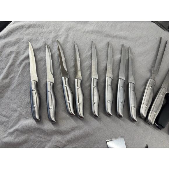 Knife Block With Knives, Poultry Shears, Fork, And Sharpener By Phillipe Richard - Picture 12 of 13